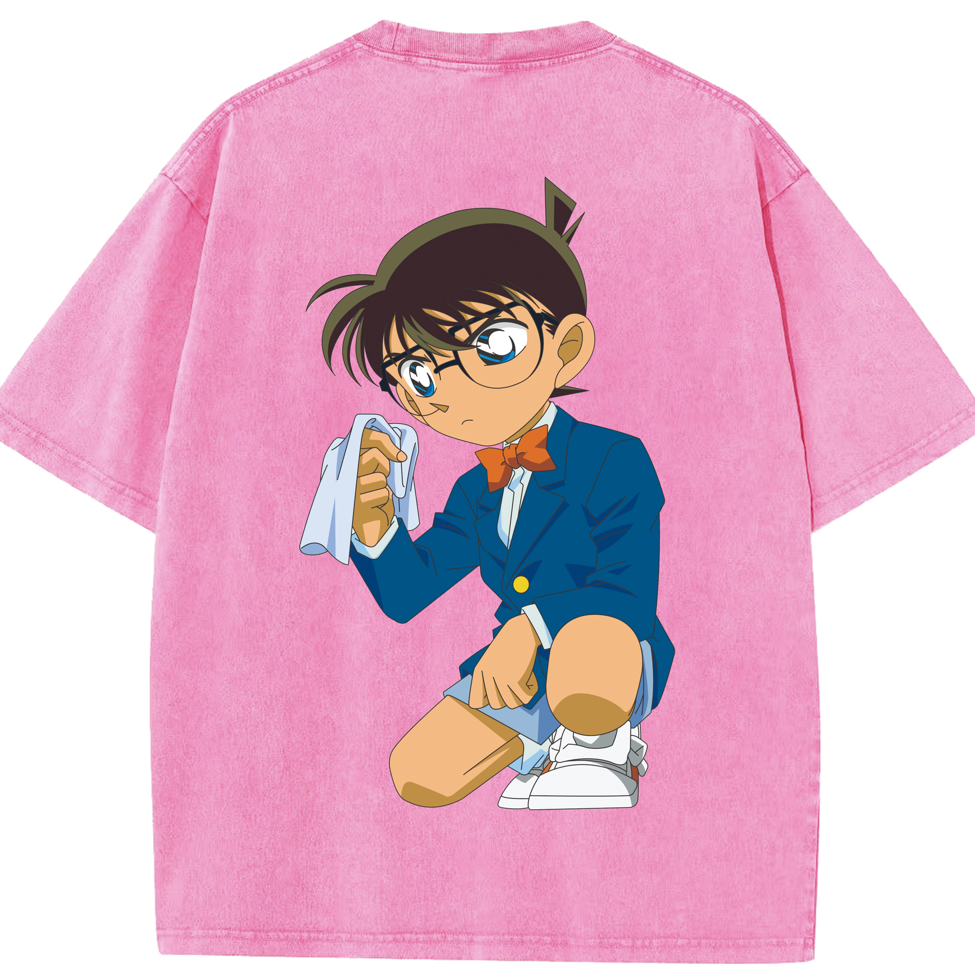 （画像用） 名探偵コナン 江戸川 コナン Detective Conan Conan Edogawa 綿100% ヴィンテージ風 半袖Tシャツ（背面プリント）